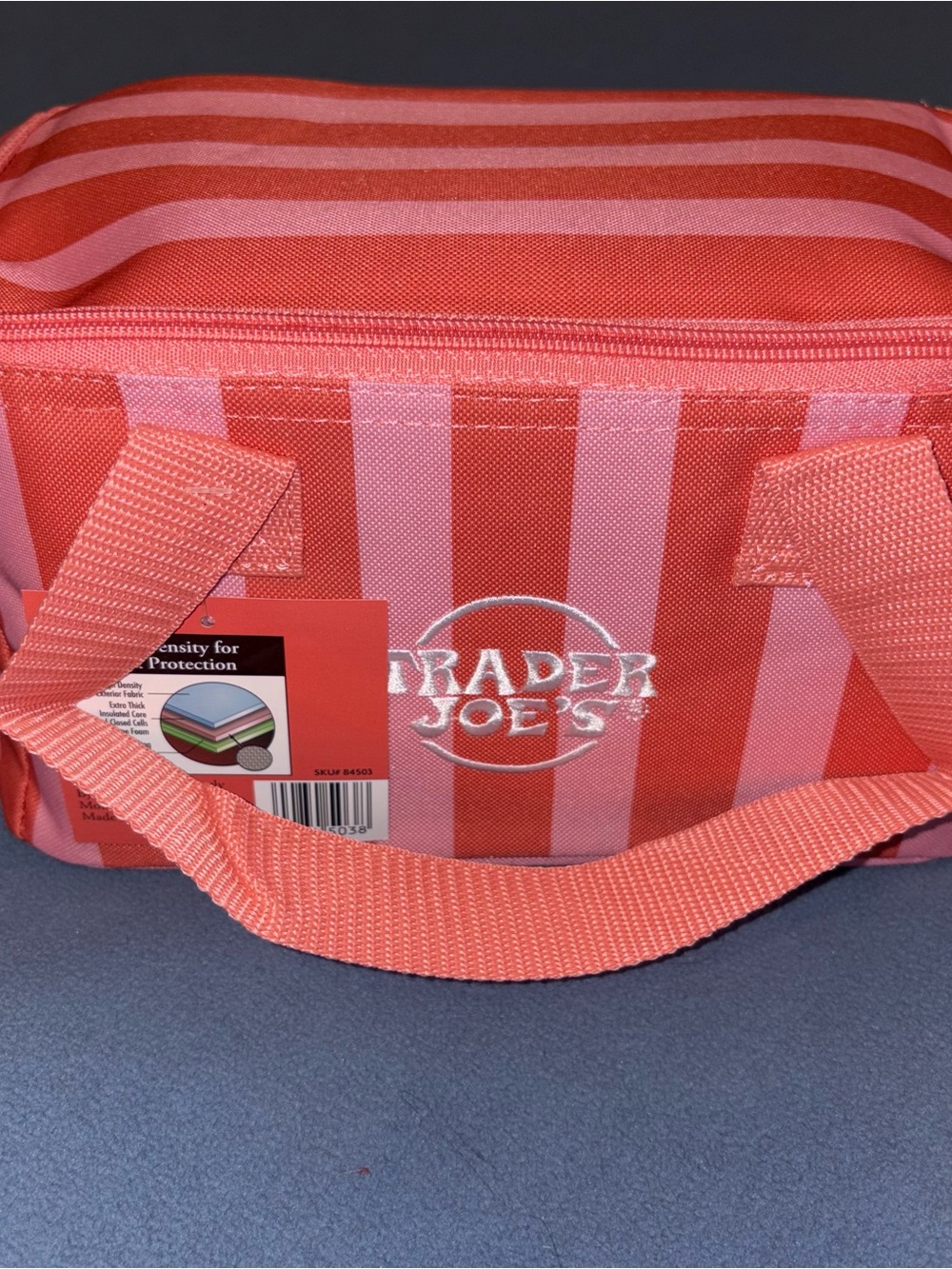 Trader Joe's Pink Striped Insulated Lunch Bag 2026 limited new.